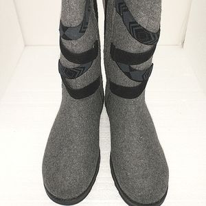 MUK LUKS BOOTS SIZE 7 BLACK GRAY